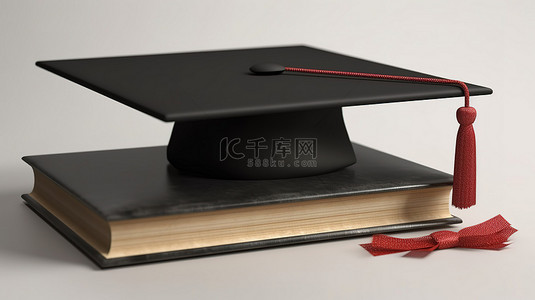 黑色证书和毕业帽的 3d 渲染