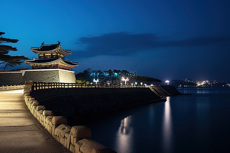 城堡垒背景图片_首尔海上堡垒
