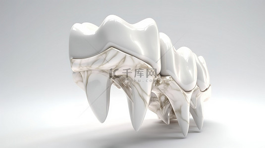 口服背景图片_在白色背景上以 3d 形式显示的牙齿