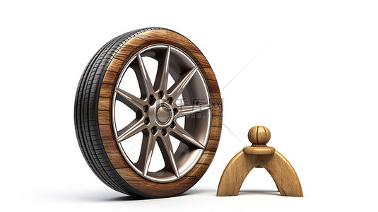从木轮到现代汽车的进步和进步在白色背景下以 3D 捕获