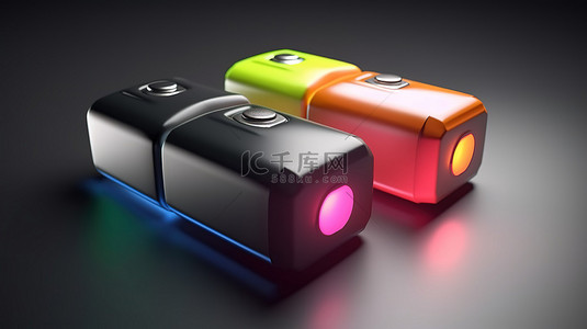 电池背景图片_1 电池充电图标的独立 3D 插图