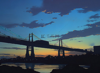 新日背景图片_圣路易斯日落后拍摄的新桥
