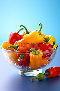胡椒粉一勺背景图片_碗里的新鲜彩色辣椒和胡椒片
