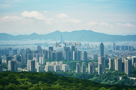 首尔城市背景图片_从首尔城市塔看韩国首尔