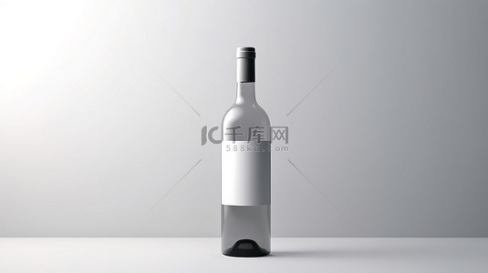 灰色背景上空白白葡萄酒瓶的优雅模型，非常适合展示酒厂饮料