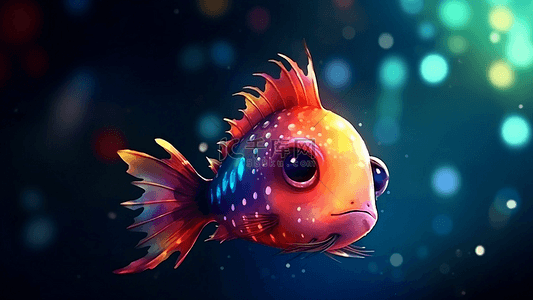可爱动物卡通边框背景图片_海底小鱼红色背景