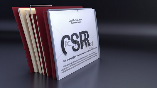 社会责任背景图片_企业社会责任概念 3D 文件夹插图中的重点选项卡