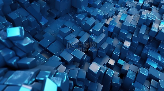 在计算机上以 3D 呈现的程式化纹理蓝色表面抽象艺术背景插图