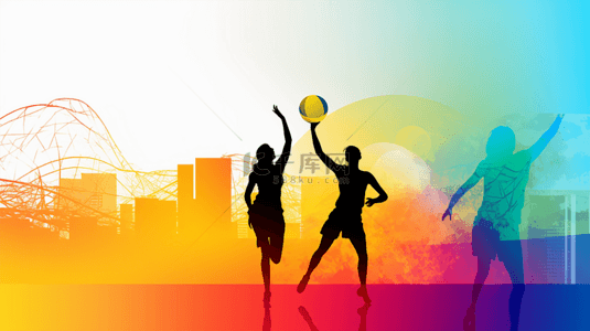 彩色比赛背景图片_排球比赛奥运会比赛平面背景图