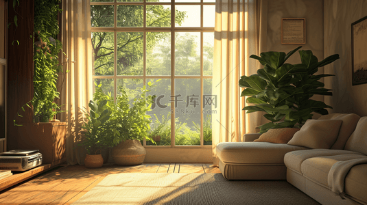 温馨家居沙发背景图片_清新温馨室内落地窗阳光照射的背景17