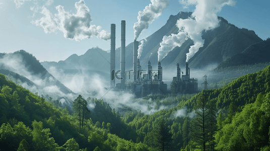污染背景图片_化工厂大烟筒向天空中冒烟的背景9