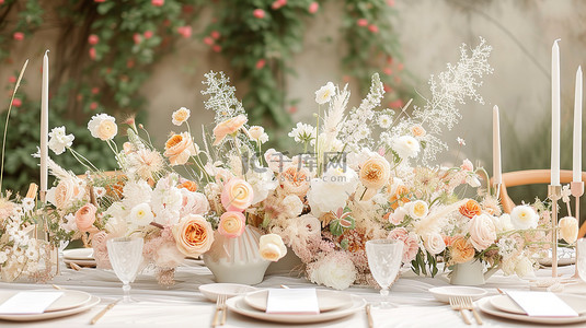 户外婚礼粉彩装饰花朵背景