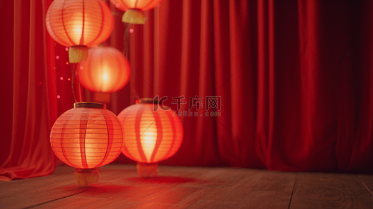 新年初五背景图片_过年中式室内装饰新年春节红色灯笼喜庆的背景4