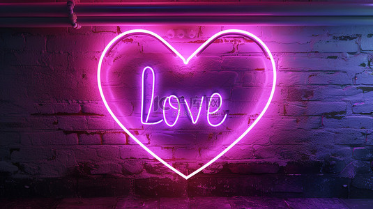 love背景图片_“LOVE”在心形霓虹灯与浪漫素材