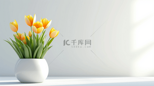 8花朵背景图片_清新简约白色花瓶里插花的背景8