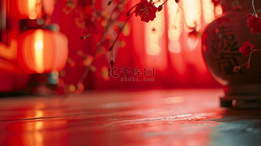 春节送大礼背景图片_过年新年春节中式室内装饰红色灯笼喜庆的背景11