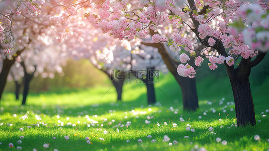 白色和浅粉色樱花春天素材