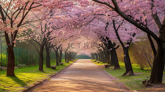 盛开的樱花大道春天设计图