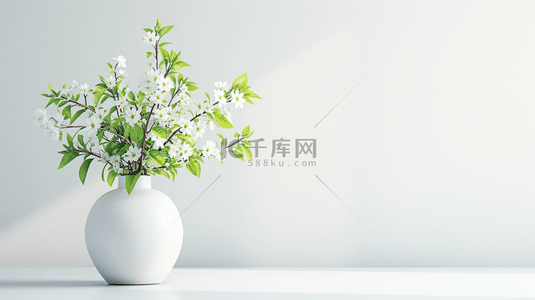 唯美温馨白色背景背景图片_白色室内简约花瓶里插花的背景5