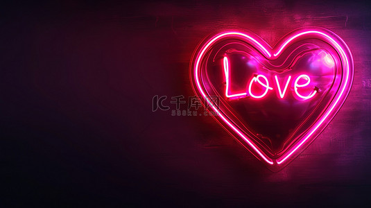 love背景图片_“LOVE”在心形霓虹灯与浪漫图片