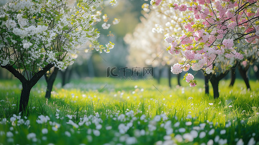 立春樱花背景图片_白色和浅粉色樱花春天背景