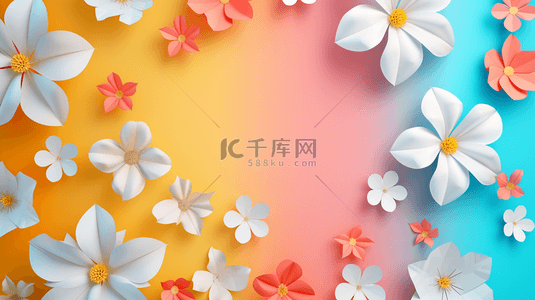 彩粉色平面平铺花朵花瓣设计的背景11