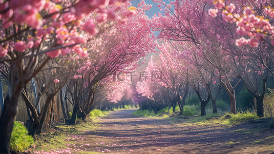 盛开的樱花大道春天图片