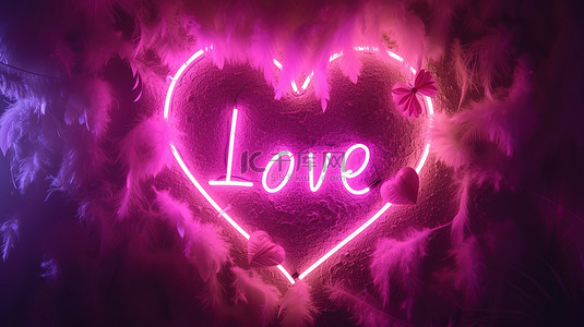 love背景图片_“LOVE”在心形霓虹灯与浪漫背景