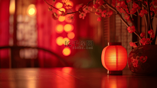 新年春节过年中式室内装饰红色灯笼喜庆的背景3