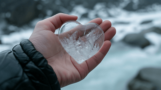 爱心渐变色摄影照片_心型水晶唯美摄影11