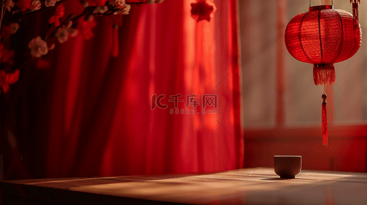 过年新年春节中式室内装饰红色灯笼喜庆的背景5
