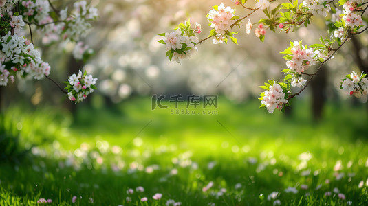 春天粉色樱花背景图片_白色和浅粉色樱花春天背景