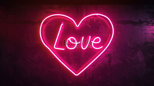 love背景图片_“LOVE”在心形霓虹灯与浪漫设计