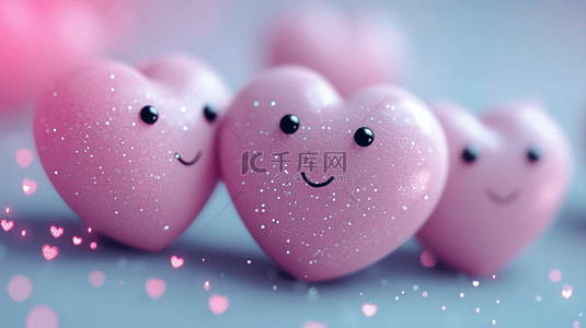 粉色的爱心气球背景图片_粉色唯美爱心气球上笑脸的背景6