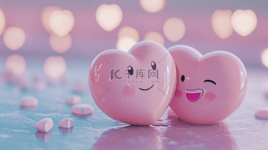 粉色唯美爱心气球上笑脸的背景5