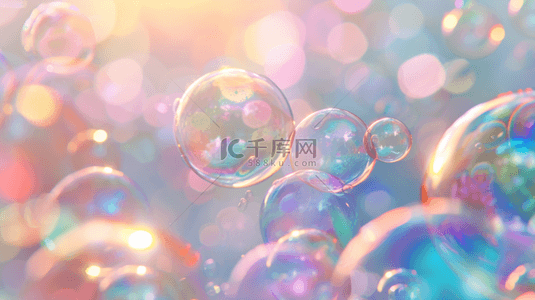 阳光下梦幻彩色泡泡的背景图17