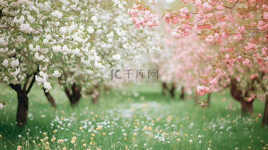 白色和浅粉色樱花春天素材