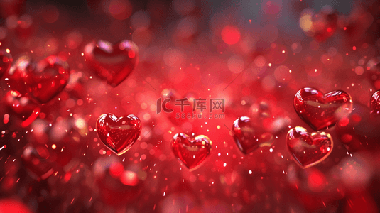 红色爱心摆放朦胧光亮的背景图1