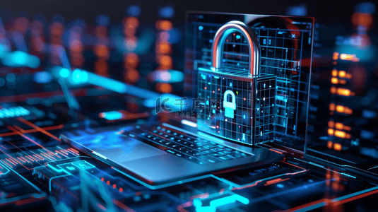 电脑数据科技背景背景图片_电脑数据网络密码锁的背景3