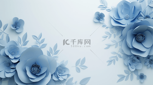 清新浅蓝色花朵平铺的背景图1
