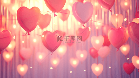 温馨浪漫朦胧唯美红色气球的背景19