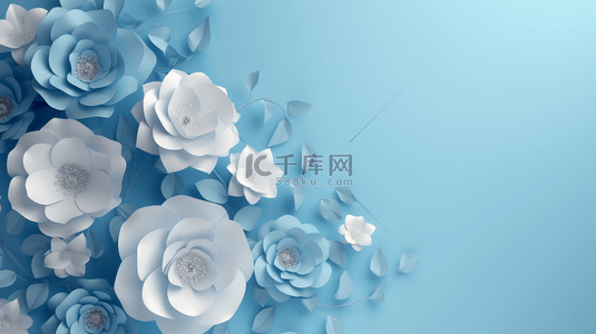 平铺的背景背景图片_清新浅蓝色花朵平铺的背景图2