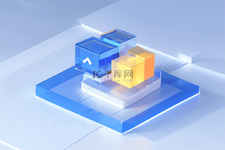 曲别针icon背景图片_3D立体金融商务办公蓝白ICON图标背景0