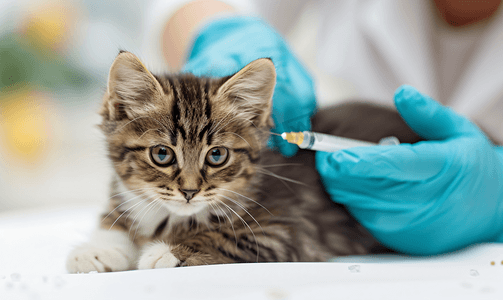 兽医猫咪摄影照片_宠物猫咪打疫苗