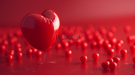 简约唯美浪漫下红色爱心气球的背景图6