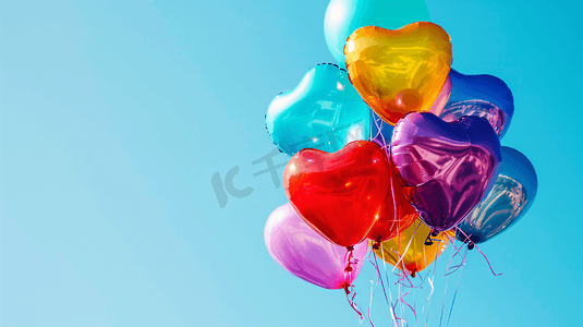 爱心公益墙摄影照片_彩色的心型气球摄影7