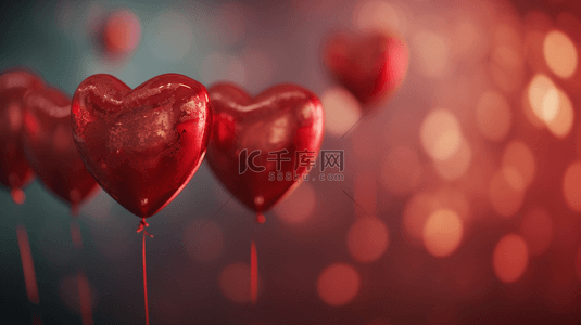 简约唯美浪漫下红色爱心气球的背景图10