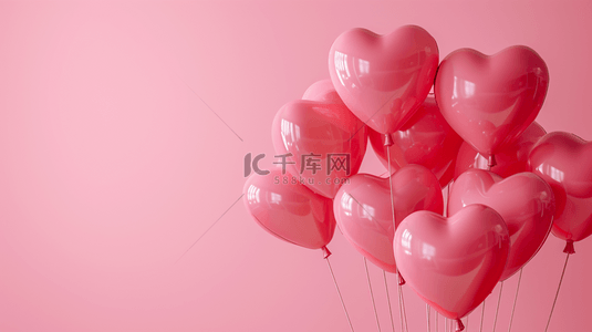 简约粉红背景爱心红色气球的背景14