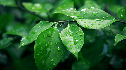 绿色清新花草摄影照片_立春春天雨水绿色植物绿叶摄影20