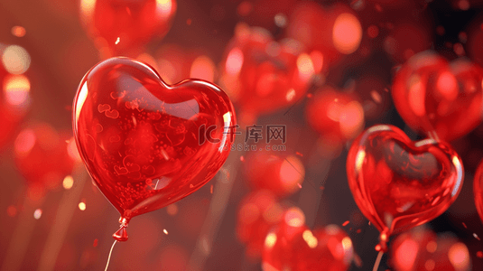 红色爱心气球背景图片_简约唯美浪漫下红色爱心气球的背景图9